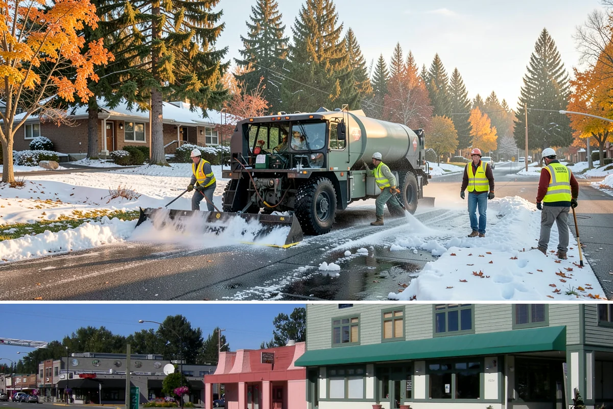 Sidewalk Deicing in Snoqualmie, King County, WA - Sidewalk deicing is a cold-season service active from late fall through early spring, applied ahead of and during freezing...