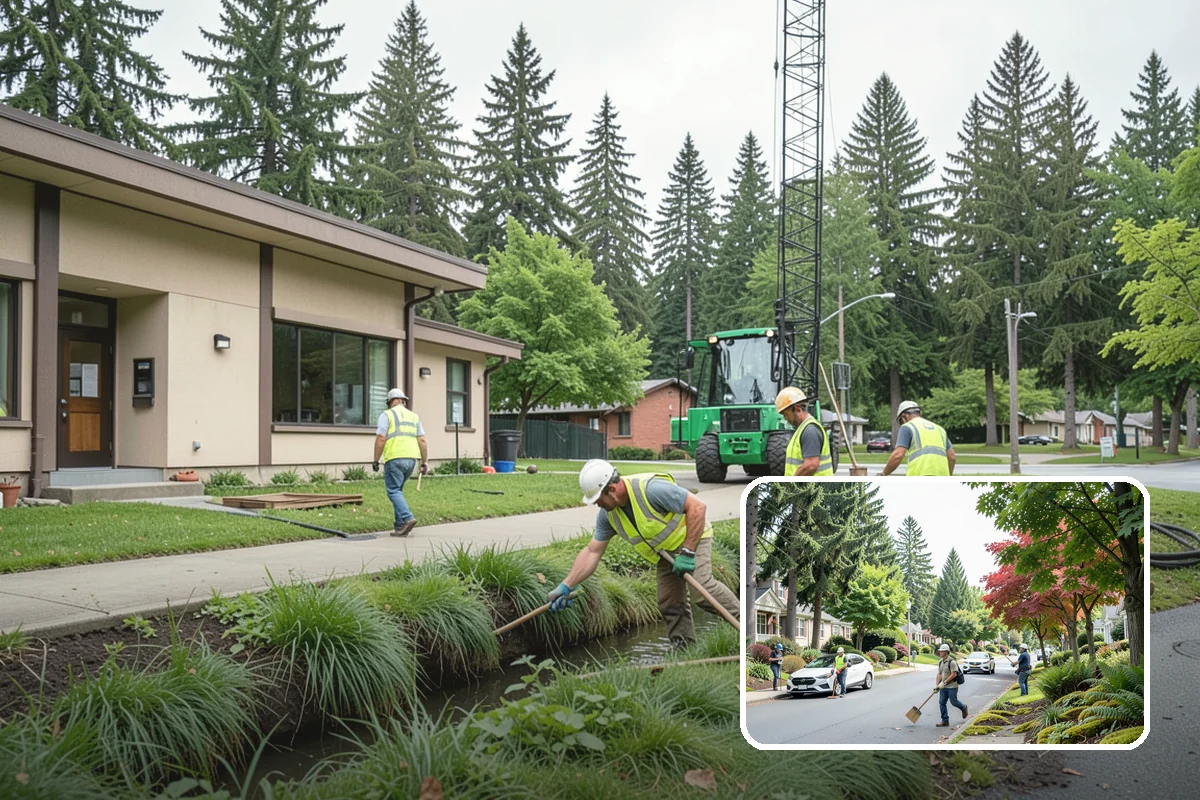 Sidewalk Pressure Washing in Beaux Arts Village, King County, WA - Removes slip-inducing algae and moss buildup from shaded PNW walkways