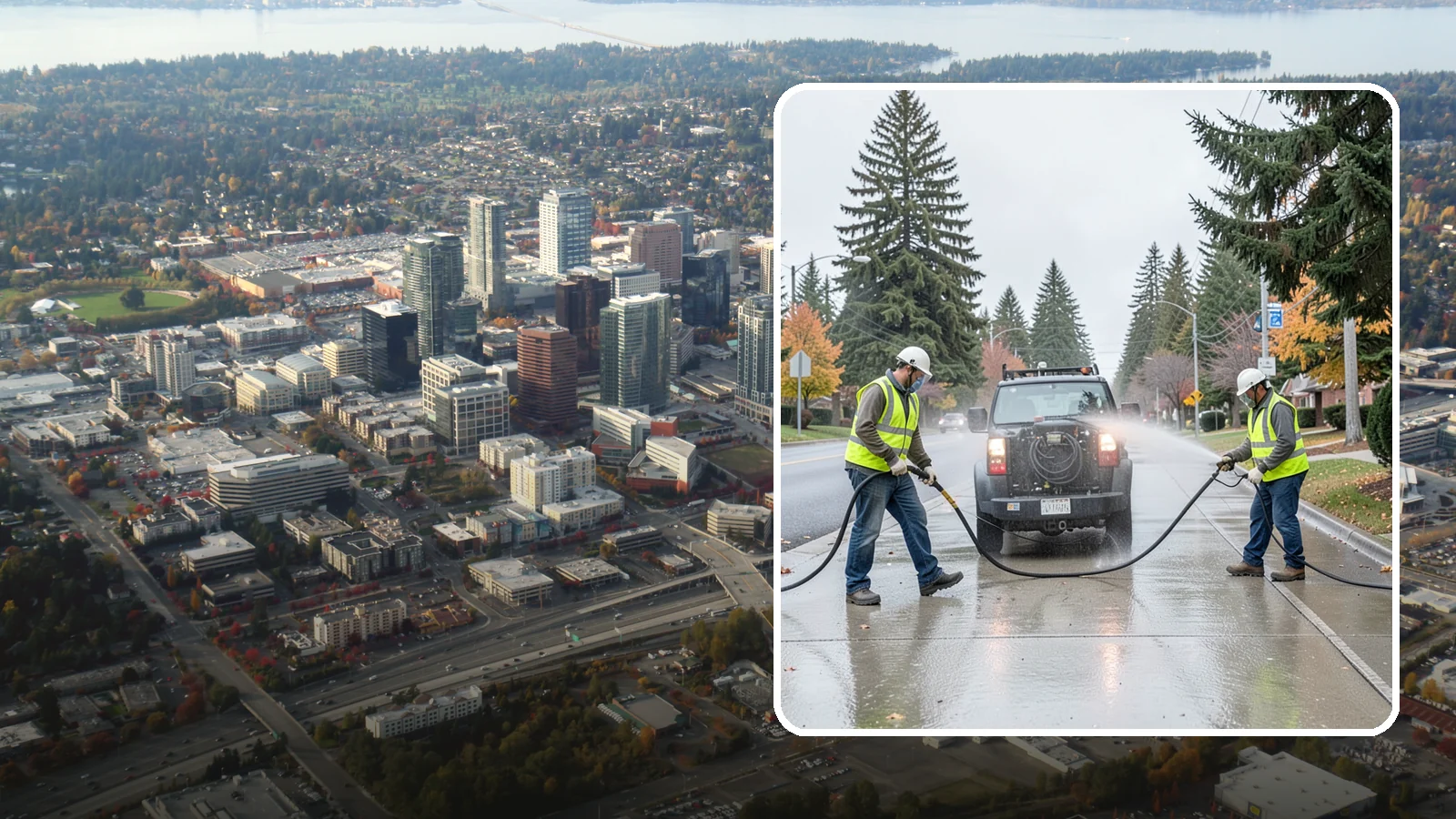 Sidewalk Pressure Washing in Bellevue, King County, WA - Restore downtown walkways and public sidewalks with scheduled hot-water pressure washing that meets municipal cleanliness...