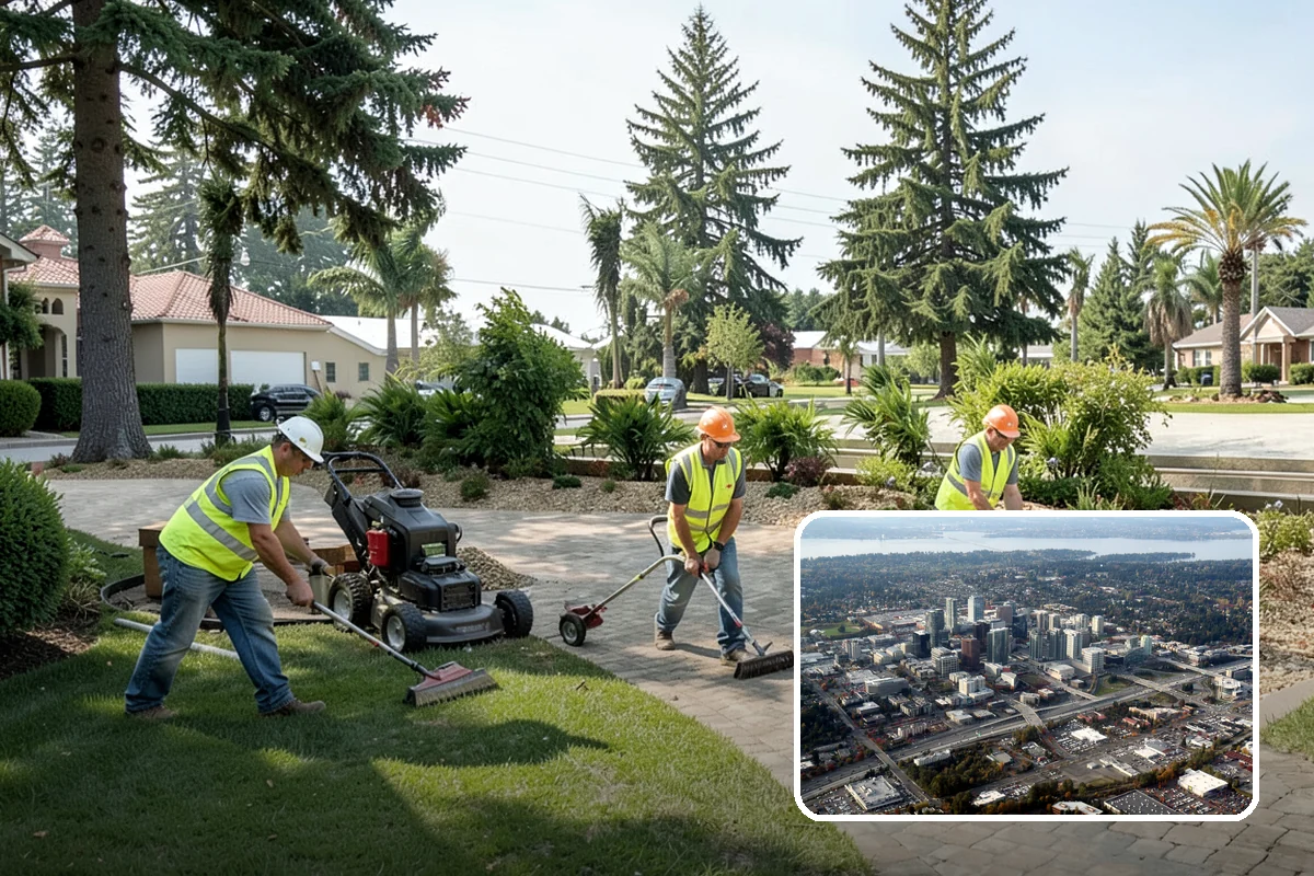 Sidewalk Pressure Washing in Bellevue, King County, WA - Removes slip-inducing algae and moss buildup from shaded PNW walkways