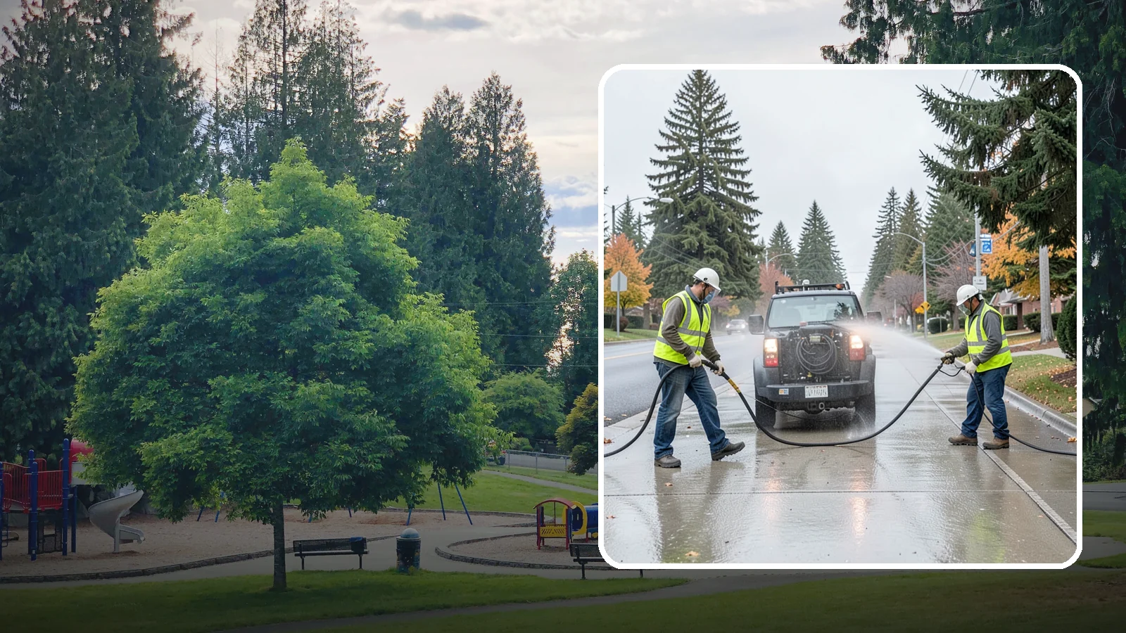 Sidewalk Pressure Washing in Bonney Lake, Pierce County, WA - Restore downtown walkways and public sidewalks with scheduled hot-water pressure washing that meets municipal cleanliness...