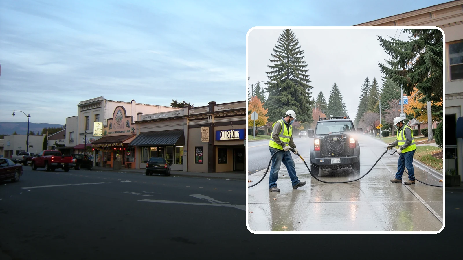 Sidewalk Pressure Washing in Burlington, Skagit County, WA - Restore downtown walkways and public sidewalks with scheduled hot-water pressure washing that meets municipal cleanliness...