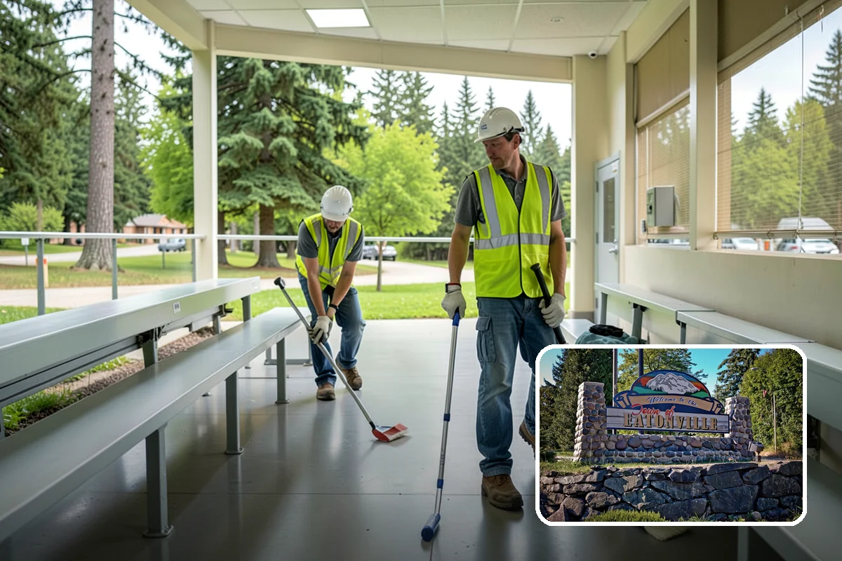 Sidewalk Pressure Washing in Eatonville, Pierce County, WA - Removes slip-inducing algae and moss buildup from shaded PNW walkways
