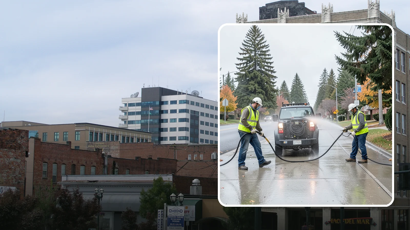 Sidewalk Pressure Washing in Everett, Snohomish County, WA - Restore downtown walkways and public sidewalks with scheduled hot-water pressure washing that meets municipal cleanliness...