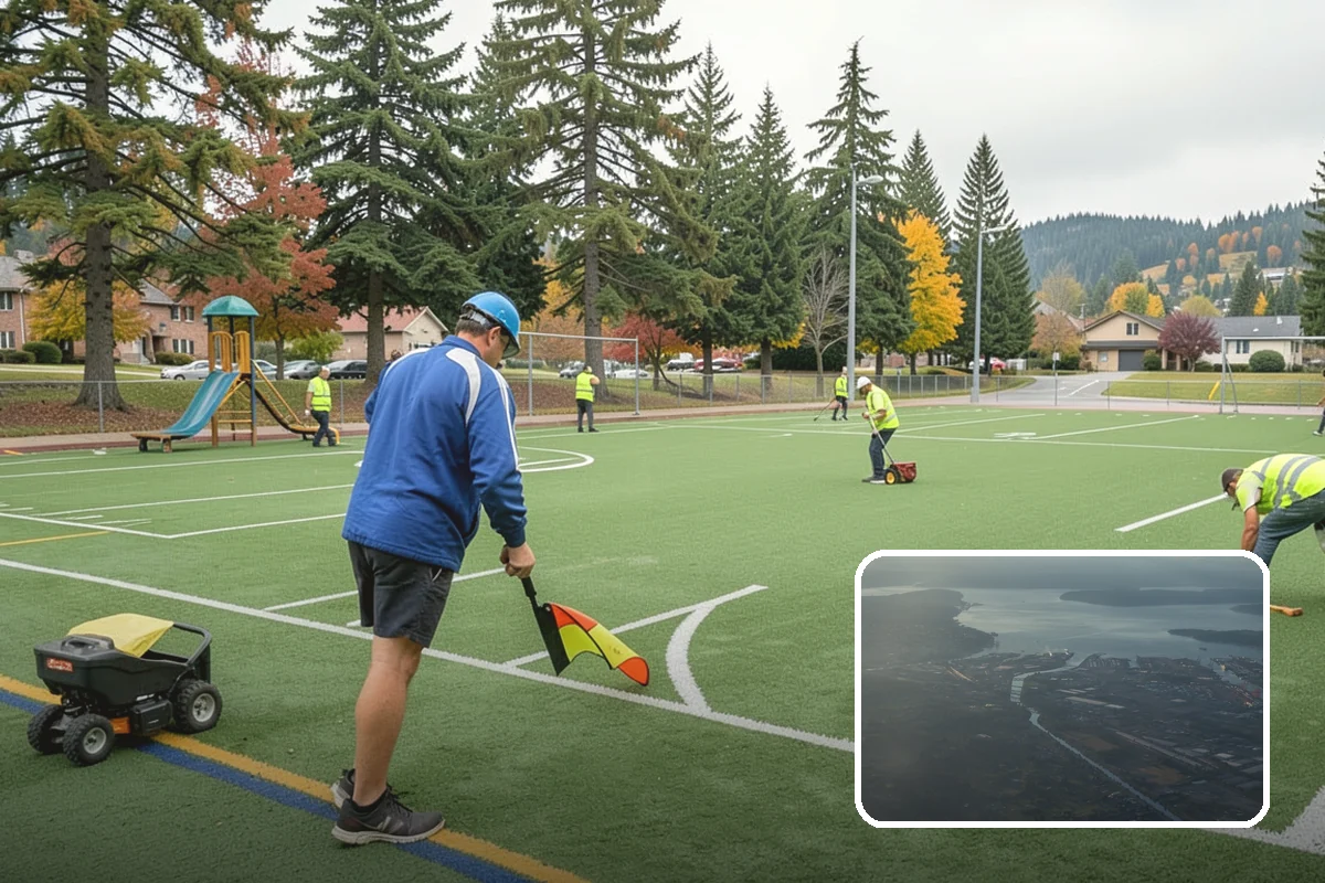 Sidewalk Pressure Washing in Fife, Pierce County, WA - Removes slip-inducing algae and moss buildup from shaded PNW walkways