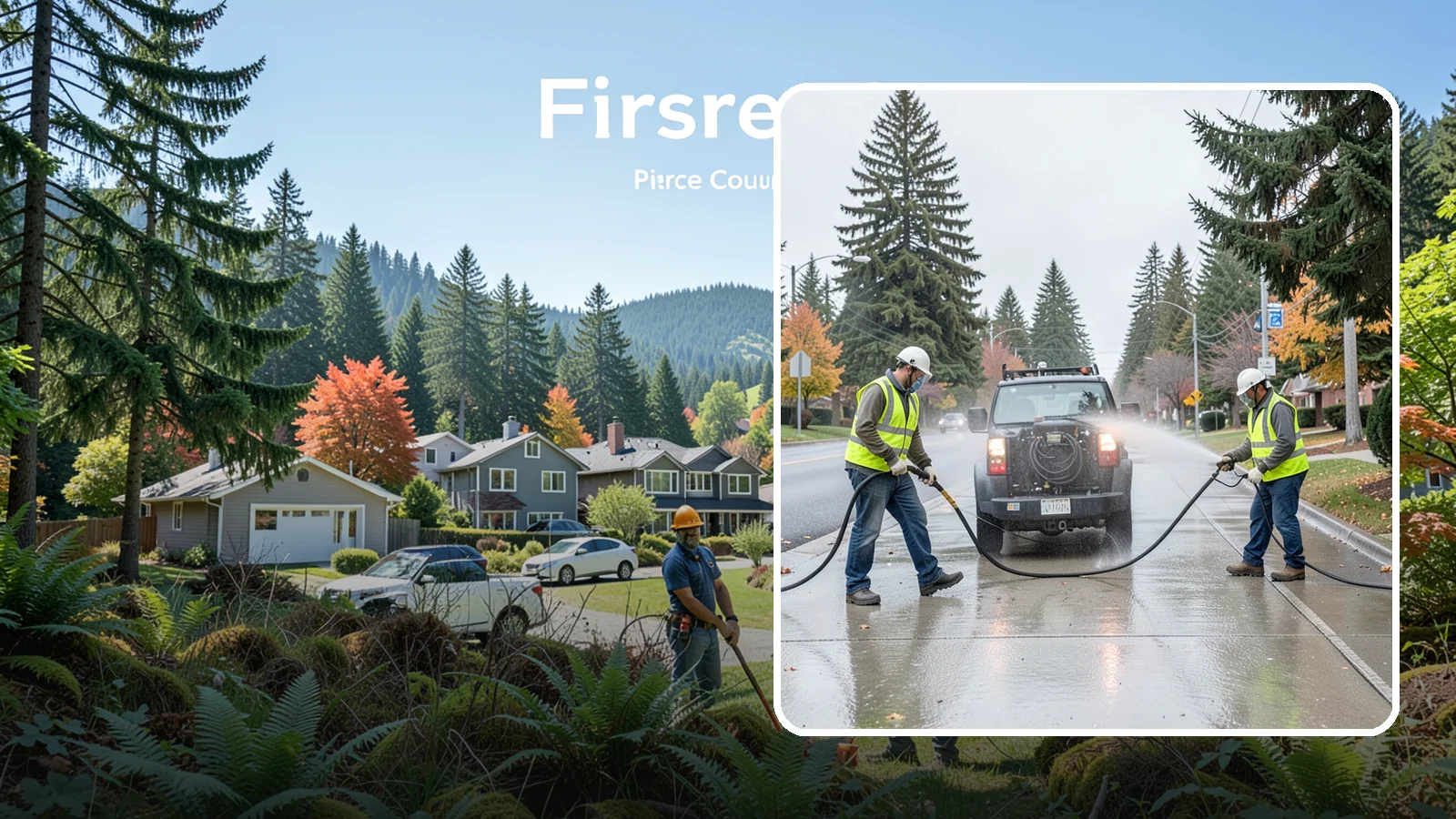 Sidewalk Pressure Washing in Fircrest, Pierce County, WA - Restore downtown walkways and public sidewalks with scheduled hot-water pressure washing that meets municipal cleanliness...
