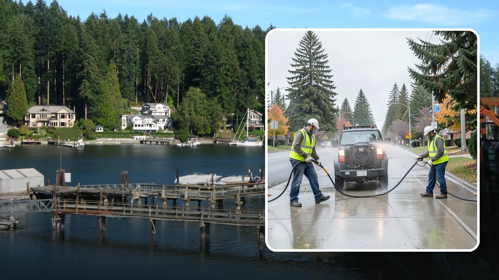 Sidewalk Pressure Washing in Gig Harbor, Pierce County, WA - Restore downtown walkways and public sidewalks with scheduled hot-water pressure washing that meets municipal cleanliness...