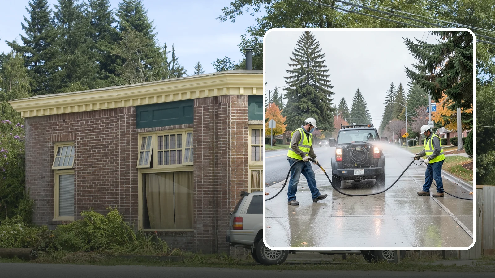 Sidewalk Pressure Washing in Hamilton, Skagit County, WA - Restore downtown walkways and public sidewalks with scheduled hot-water pressure washing that meets municipal cleanliness...