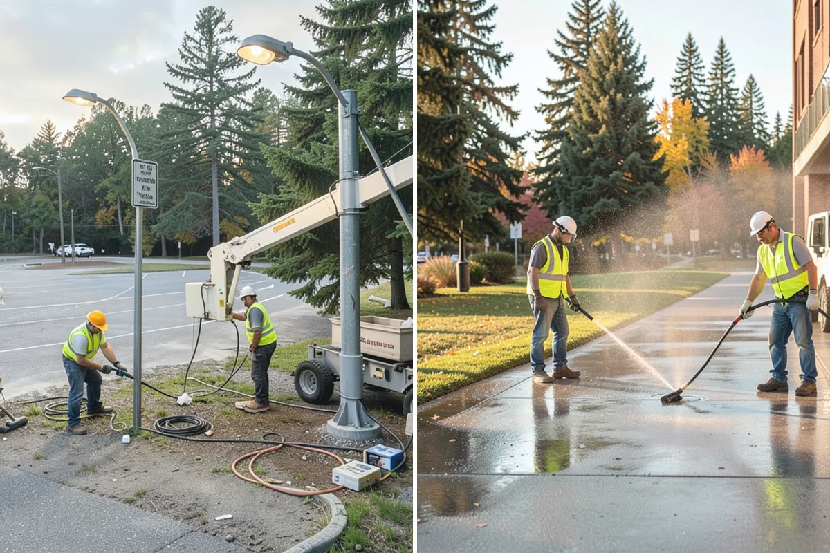 Sidewalk Pressure Washing in Hamilton, Skagit County, WA - Walk the route with staff to map linear footage, staining, and drain locations