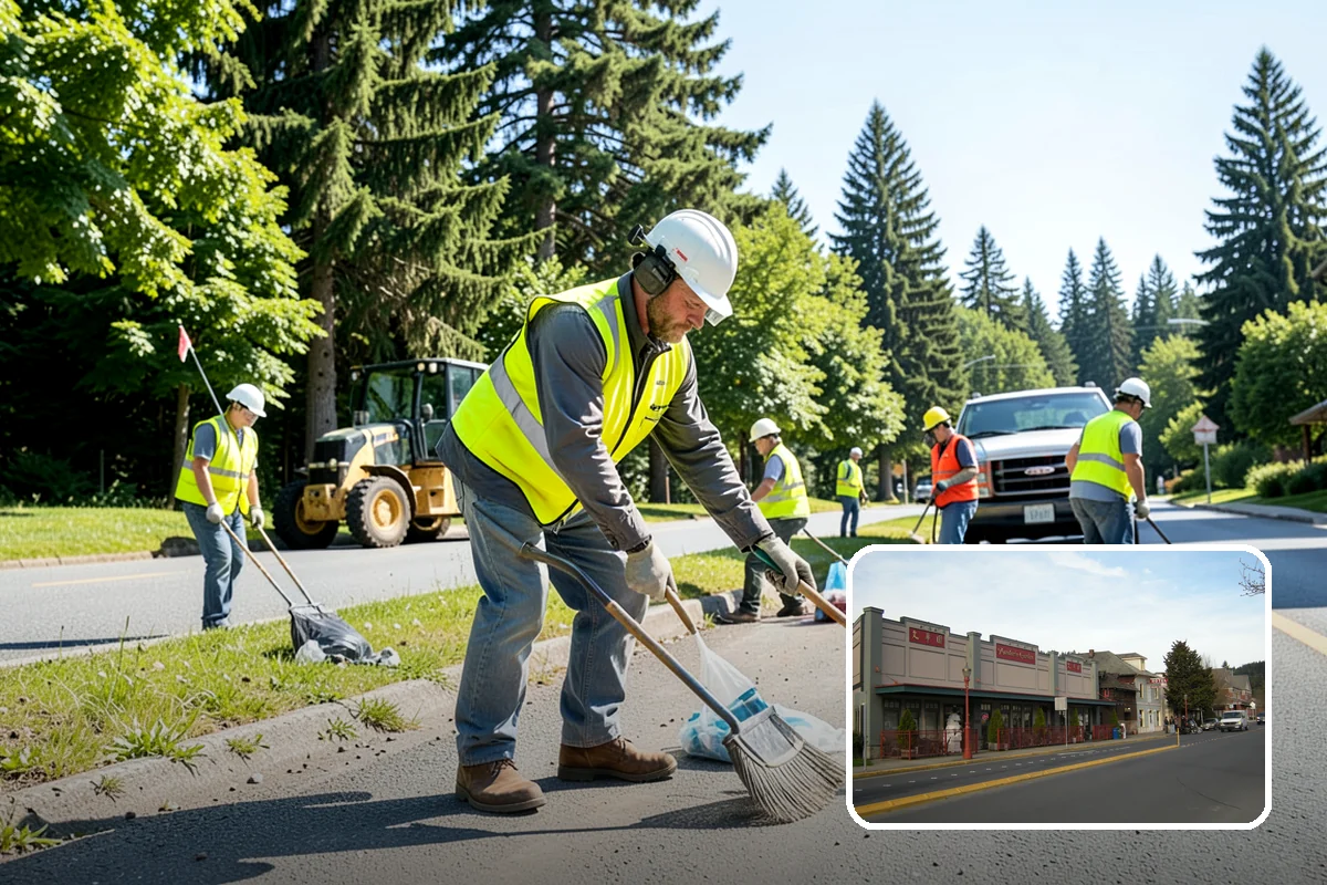 Sidewalk Pressure Washing in Issaquah, King County, WA - Removes slip-inducing algae and moss buildup from shaded PNW walkways