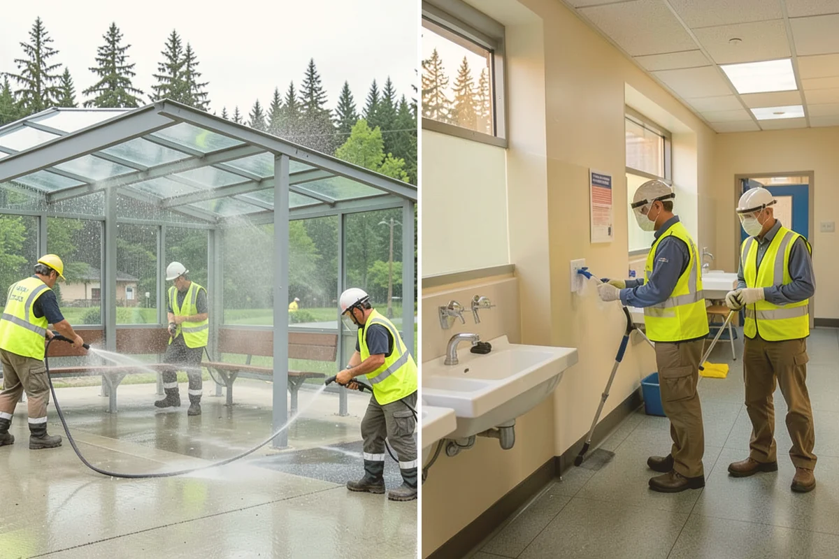 Sidewalk Pressure Washing in Kent, King County, WA - Walk the route with staff to map linear footage, staining, and drain locations