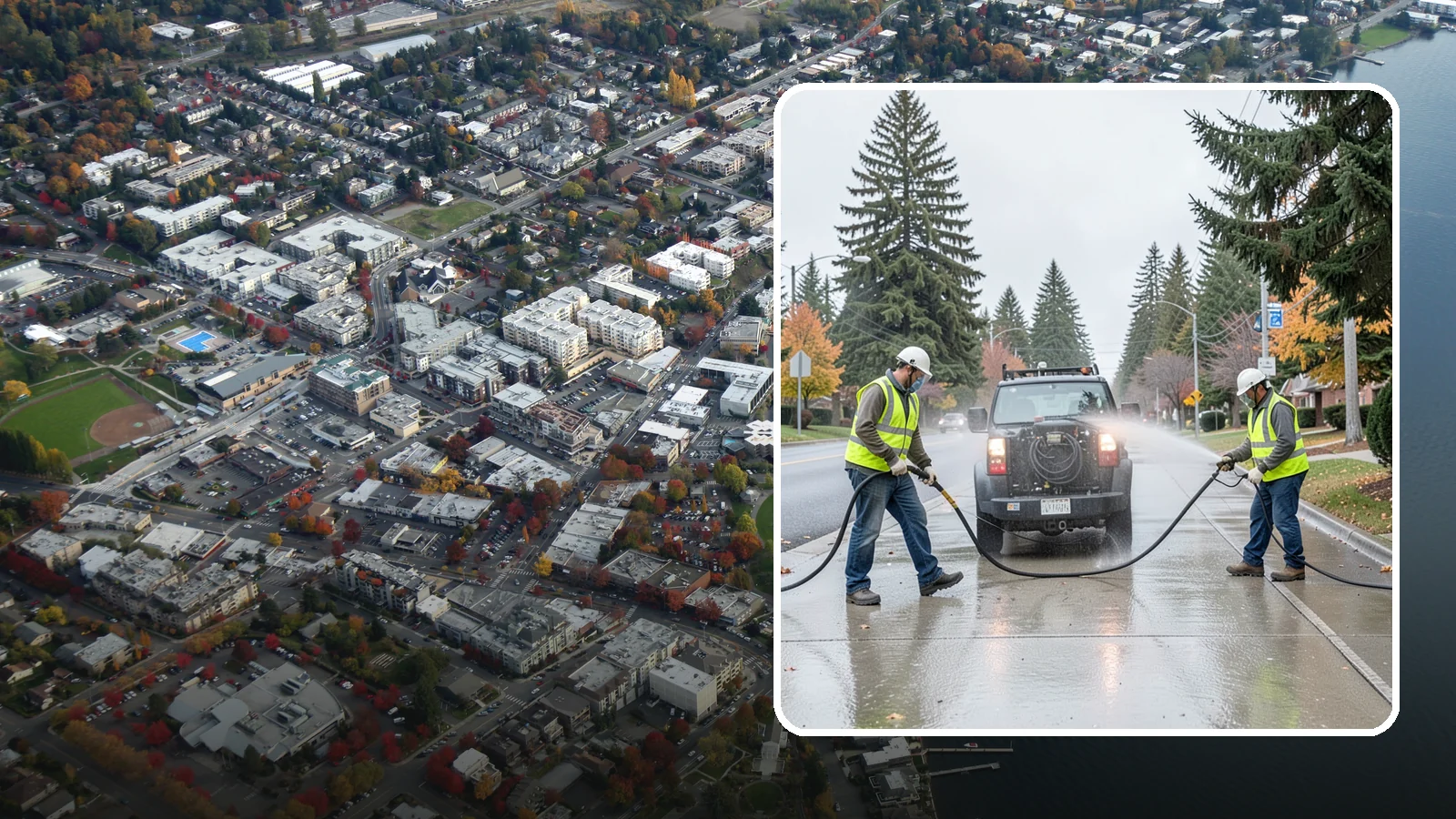 Sidewalk Pressure Washing in Kirkland, King County, WA - Restore downtown walkways and public sidewalks with scheduled hot-water pressure washing that meets municipal cleanliness...