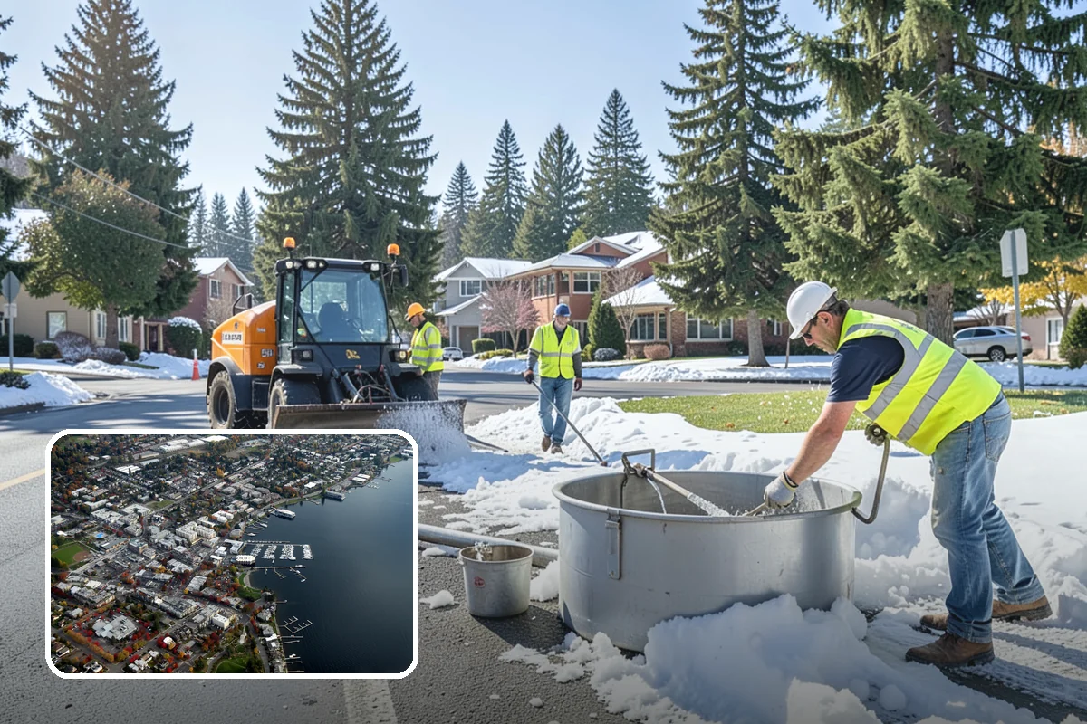 Sidewalk Pressure Washing in Kirkland, King County, WA - Removes slip-inducing algae and moss buildup from shaded PNW walkways