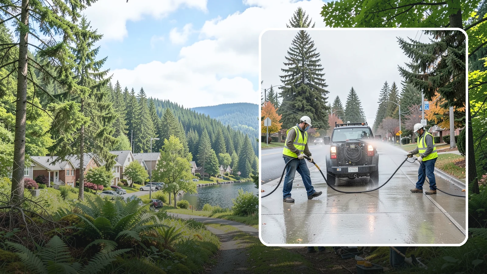 Sidewalk Pressure Washing in Lake Forest Park, King County, WA - Restore downtown walkways and public sidewalks with scheduled hot-water pressure washing that meets municipal cleanliness...