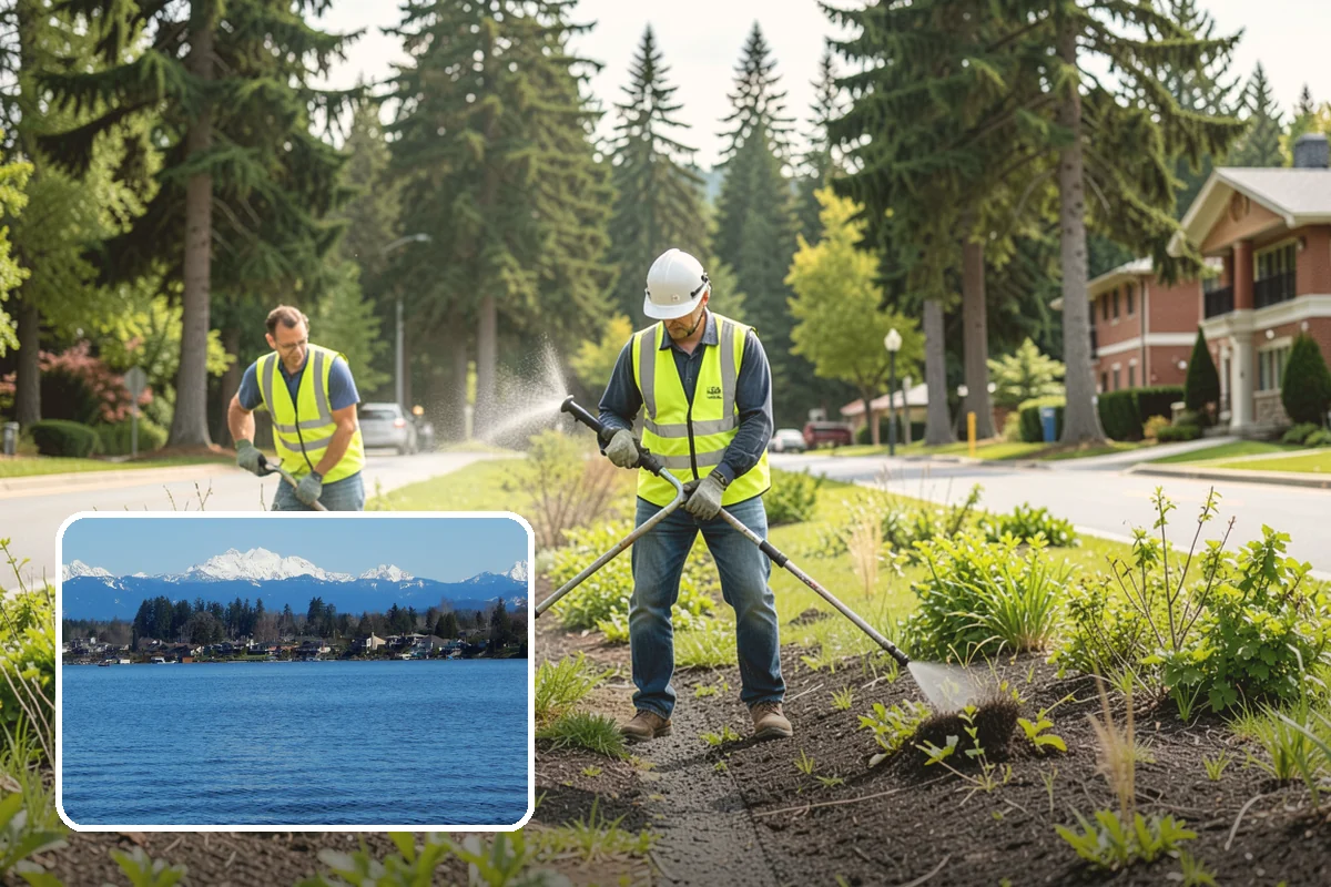 Sidewalk Pressure Washing in Lake Stevens, Snohomish County, WA - Removes slip-inducing algae and moss buildup from shaded PNW walkways