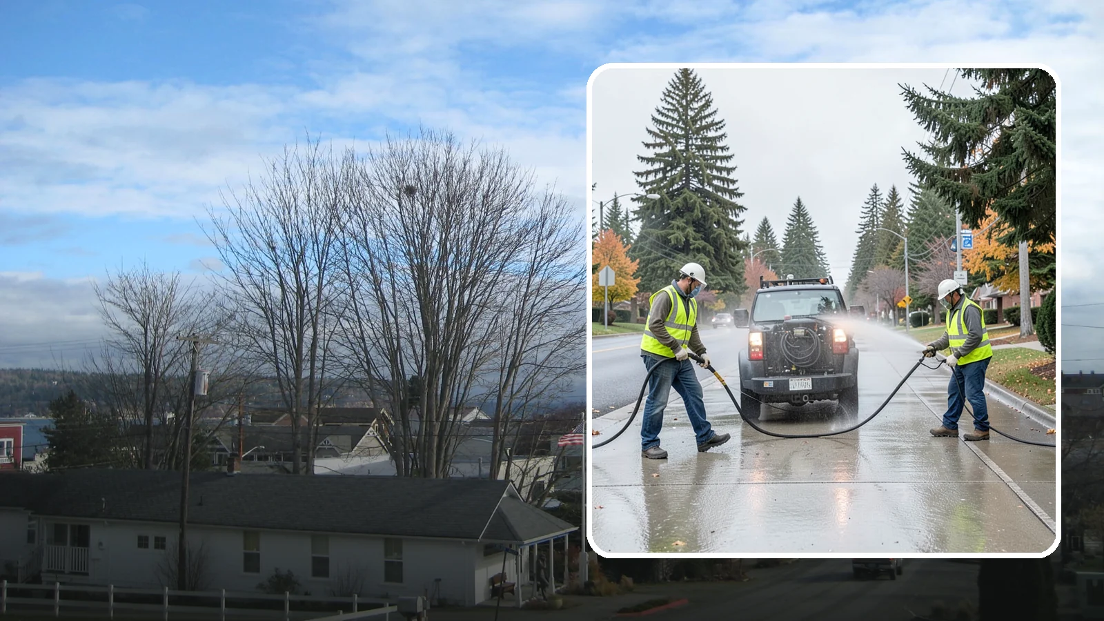 Sidewalk Pressure Washing in Langley, Island County, WA - Restore downtown walkways and public sidewalks with scheduled hot-water pressure washing that meets municipal cleanliness...