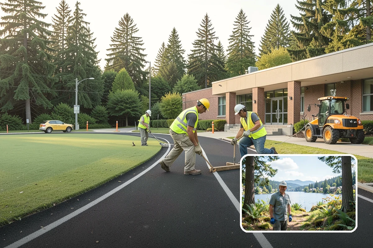 Sidewalk Pressure Washing in Milton, King County, WA - Removes slip-inducing algae and moss buildup from shaded PNW walkways