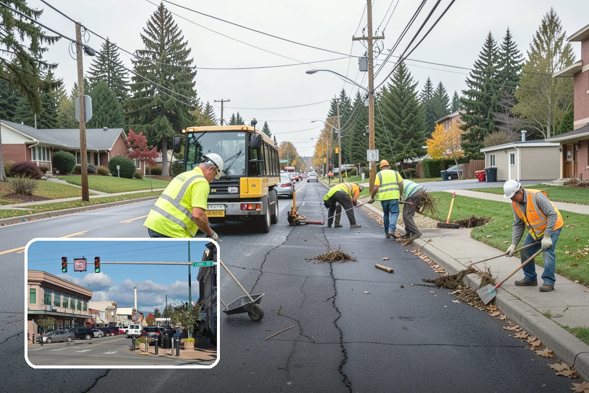 Sidewalk Pressure Washing in Monroe, Snohomish County, WA - Removes slip-inducing algae and moss buildup from shaded PNW walkways