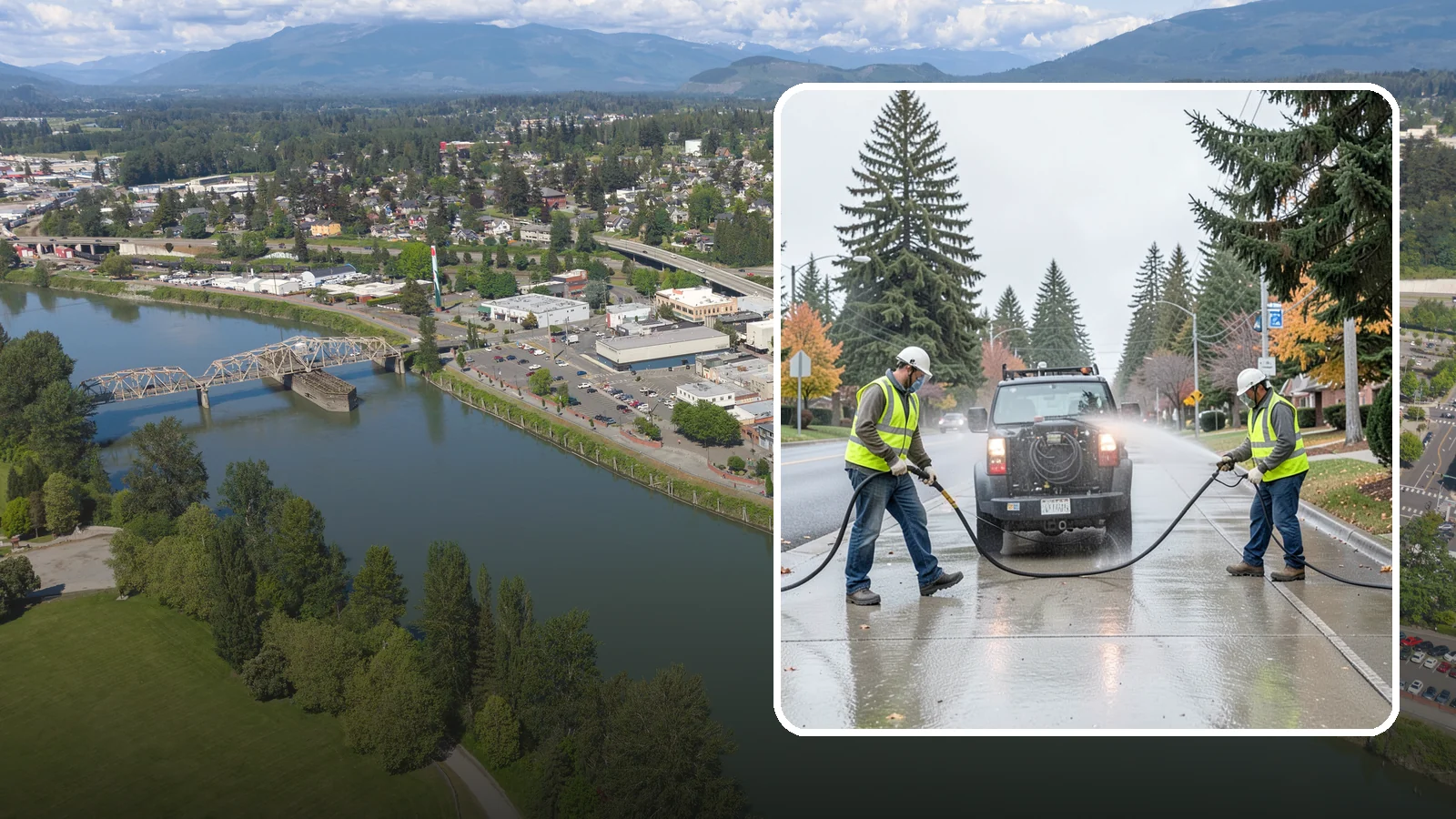 Sidewalk Pressure Washing in Mount Vernon, Skagit County, WA - Restore downtown walkways and public sidewalks with scheduled hot-water pressure washing that meets municipal cleanliness...