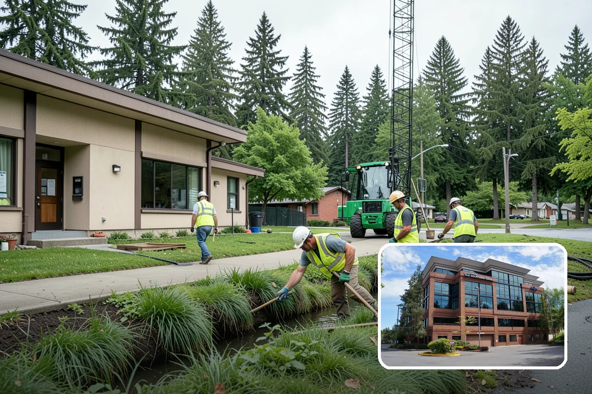 Sidewalk Pressure Washing in Mountlake Terrace, Snohomish County, WA - Removes slip-inducing algae and moss buildup from shaded PNW walkways