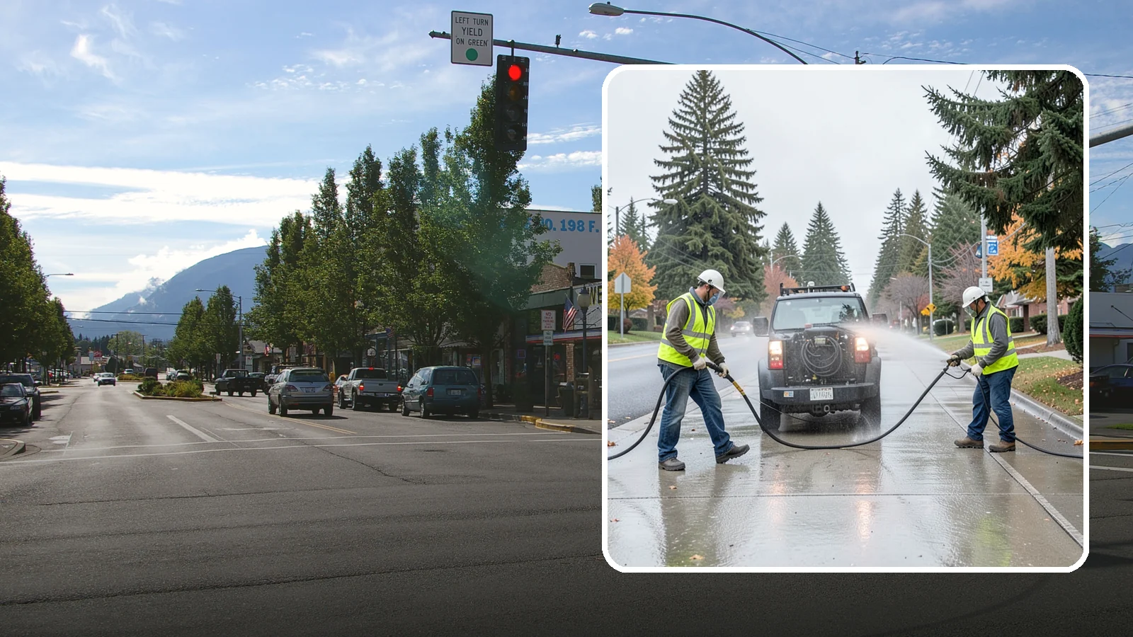 Sidewalk Pressure Washing in North Bend, King County, WA - Restore downtown walkways and public sidewalks with scheduled hot-water pressure washing that meets municipal cleanliness...