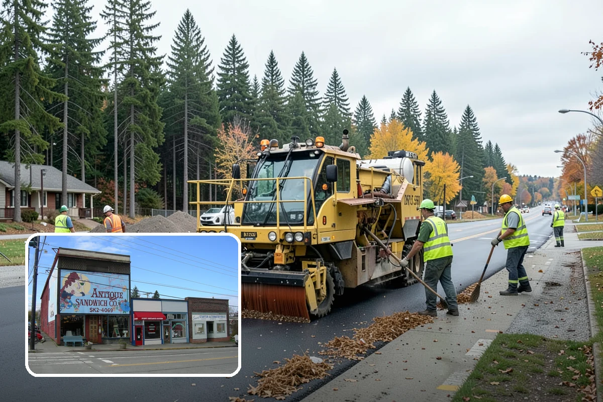 Sidewalk Pressure Washing in Ruston, Pierce County, WA - Removes slip-inducing algae and moss buildup from shaded PNW walkways