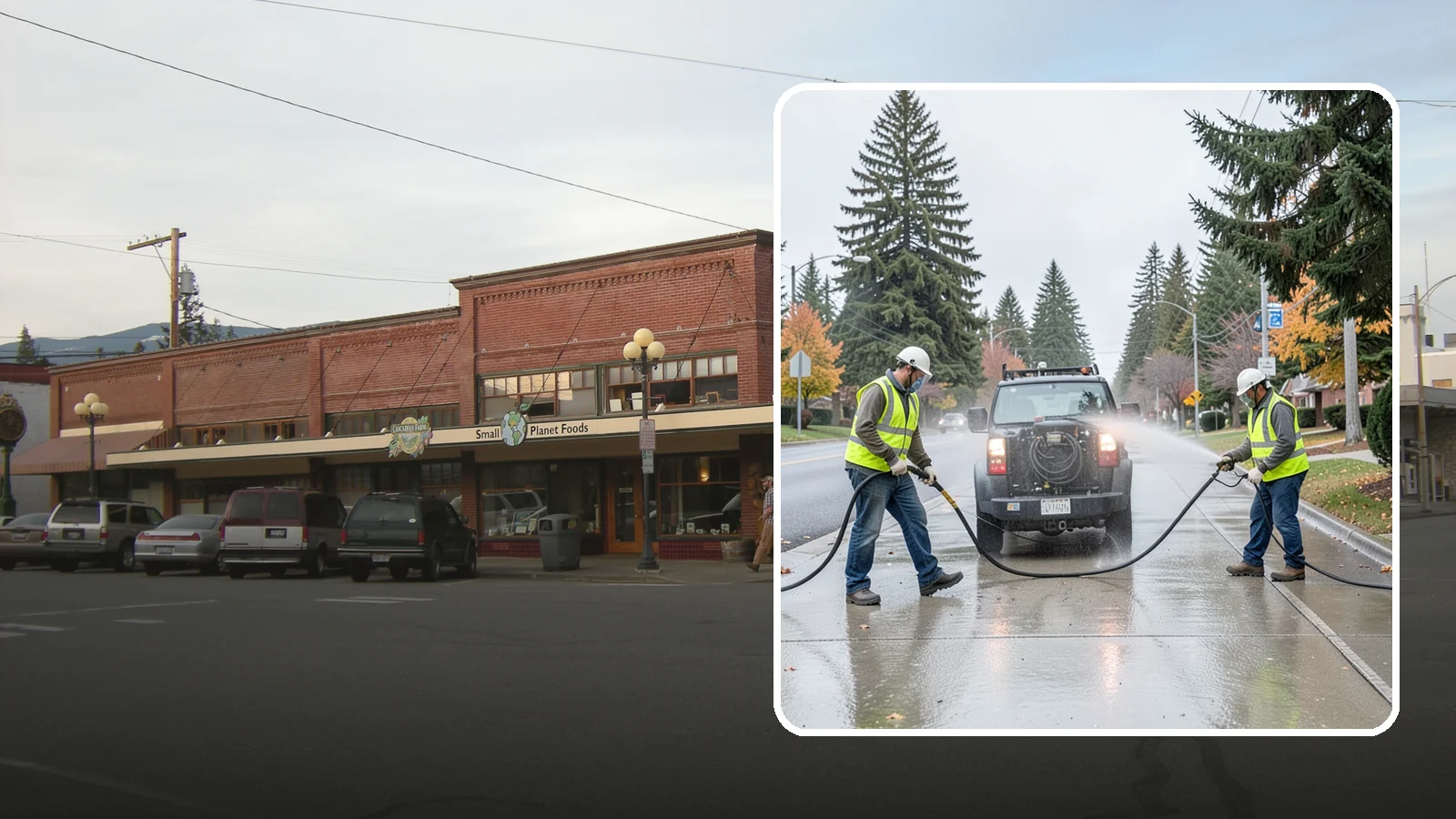 Sidewalk Pressure Washing in Sedro-Woolley, Skagit County, WA - Restore downtown walkways and public sidewalks with scheduled hot-water pressure washing that meets municipal cleanliness...