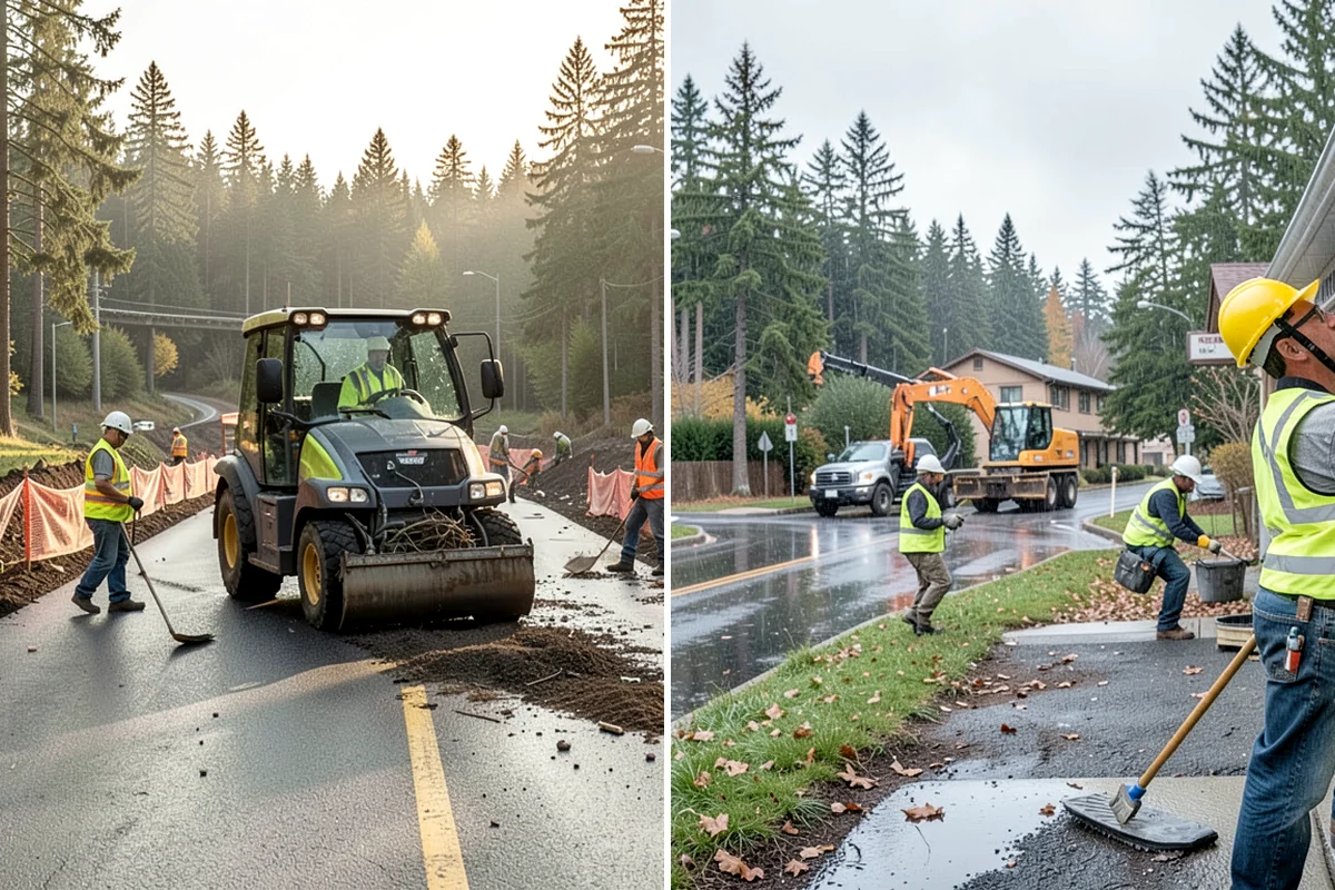 Sidewalk Pressure Washing in Sedro-Woolley, Skagit County, WA - Walk the route with staff to map linear footage, staining, and drain locations