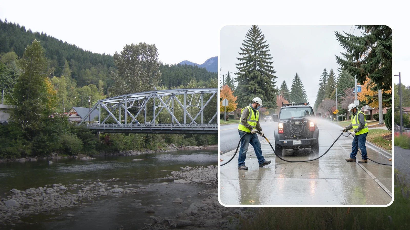 Sidewalk Pressure Washing in Skykomish, King County, WA - Restore downtown walkways and public sidewalks with scheduled hot-water pressure washing that meets municipal cleanliness...