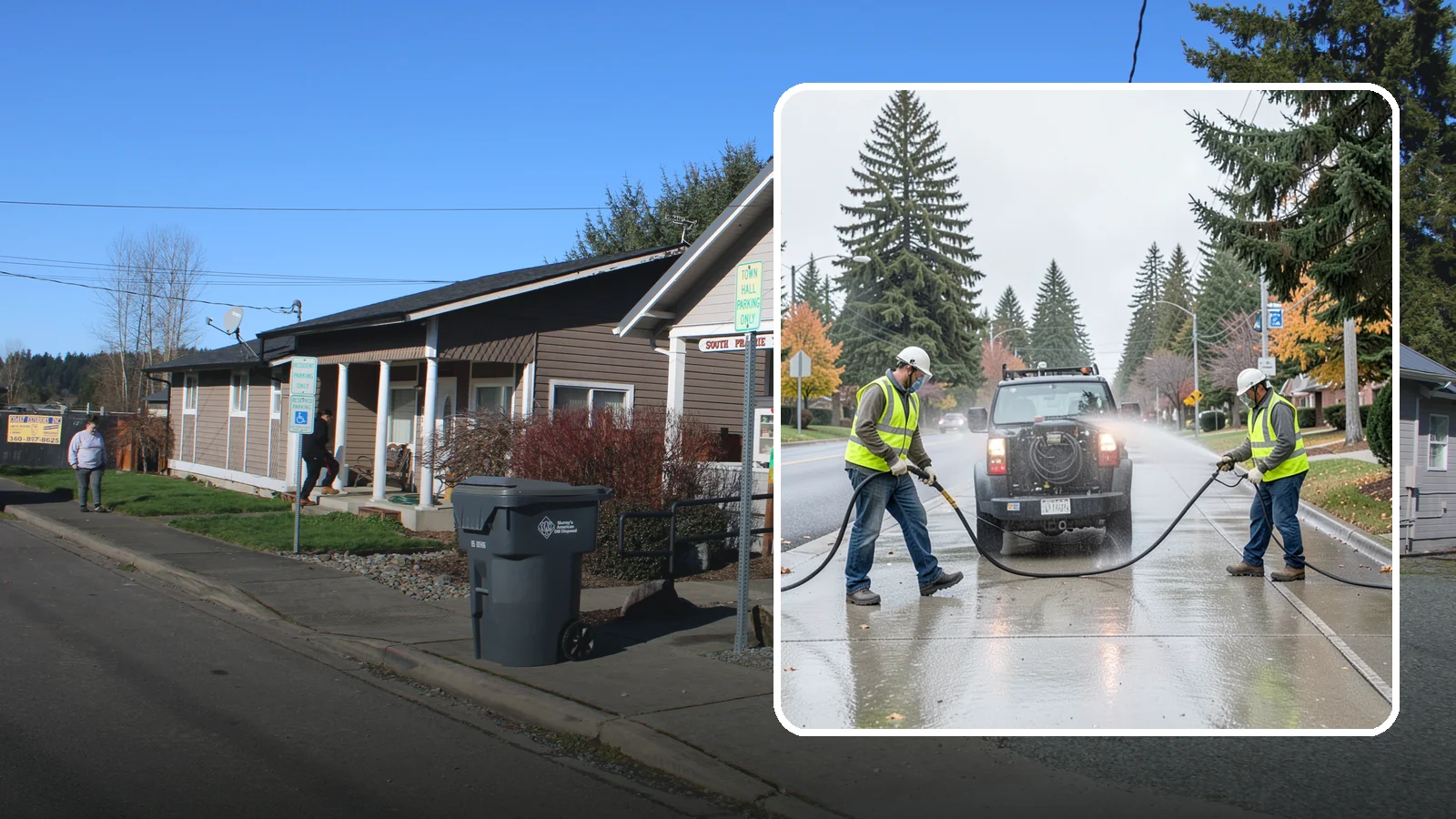 Sidewalk Pressure Washing in South Prairie, Pierce County, WA - Restore downtown walkways and public sidewalks with scheduled hot-water pressure washing that meets municipal cleanliness...