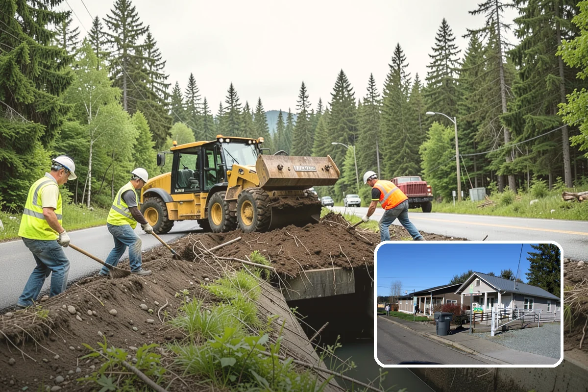 Sidewalk Pressure Washing in South Prairie, Pierce County, WA - Removes slip-inducing algae and moss buildup from shaded PNW walkways