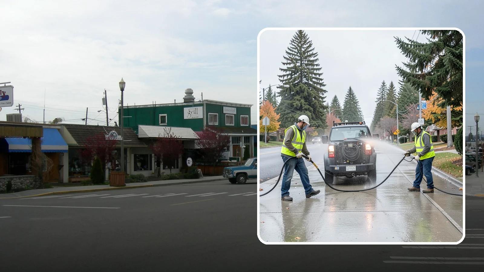 Sidewalk Pressure Washing in Stanwood, Snohomish County, WA - Restore downtown walkways and public sidewalks with scheduled hot-water pressure washing that meets municipal cleanliness...