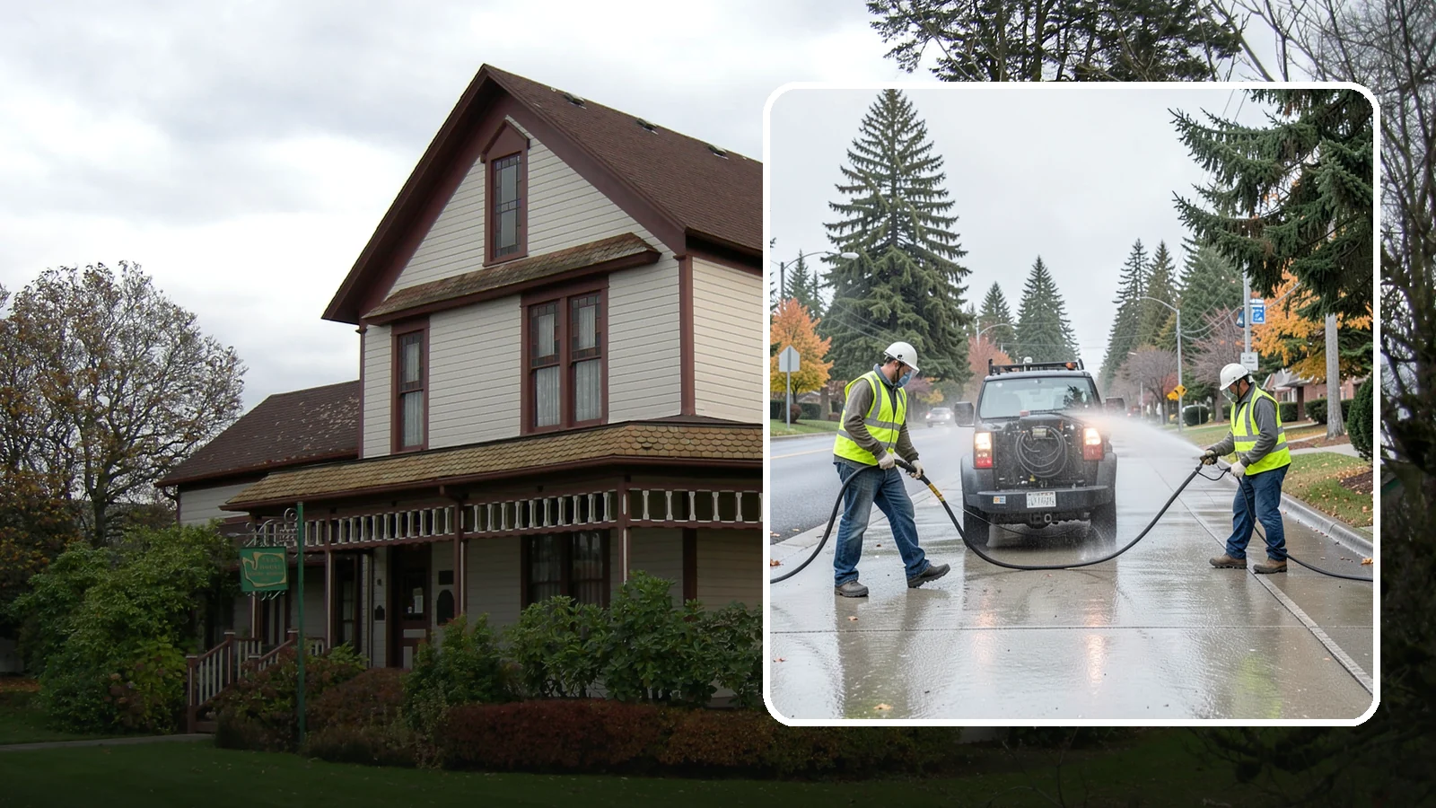 Sidewalk Pressure Washing in Sumner, Pierce County, WA - Restore downtown walkways and public sidewalks with scheduled hot-water pressure washing that meets municipal cleanliness...