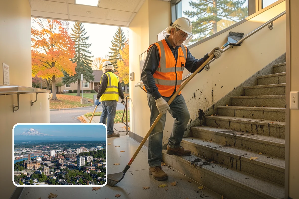 Sidewalk Pressure Washing in Tacoma, Pierce County, WA - Removes slip-inducing algae and moss buildup from shaded PNW walkways