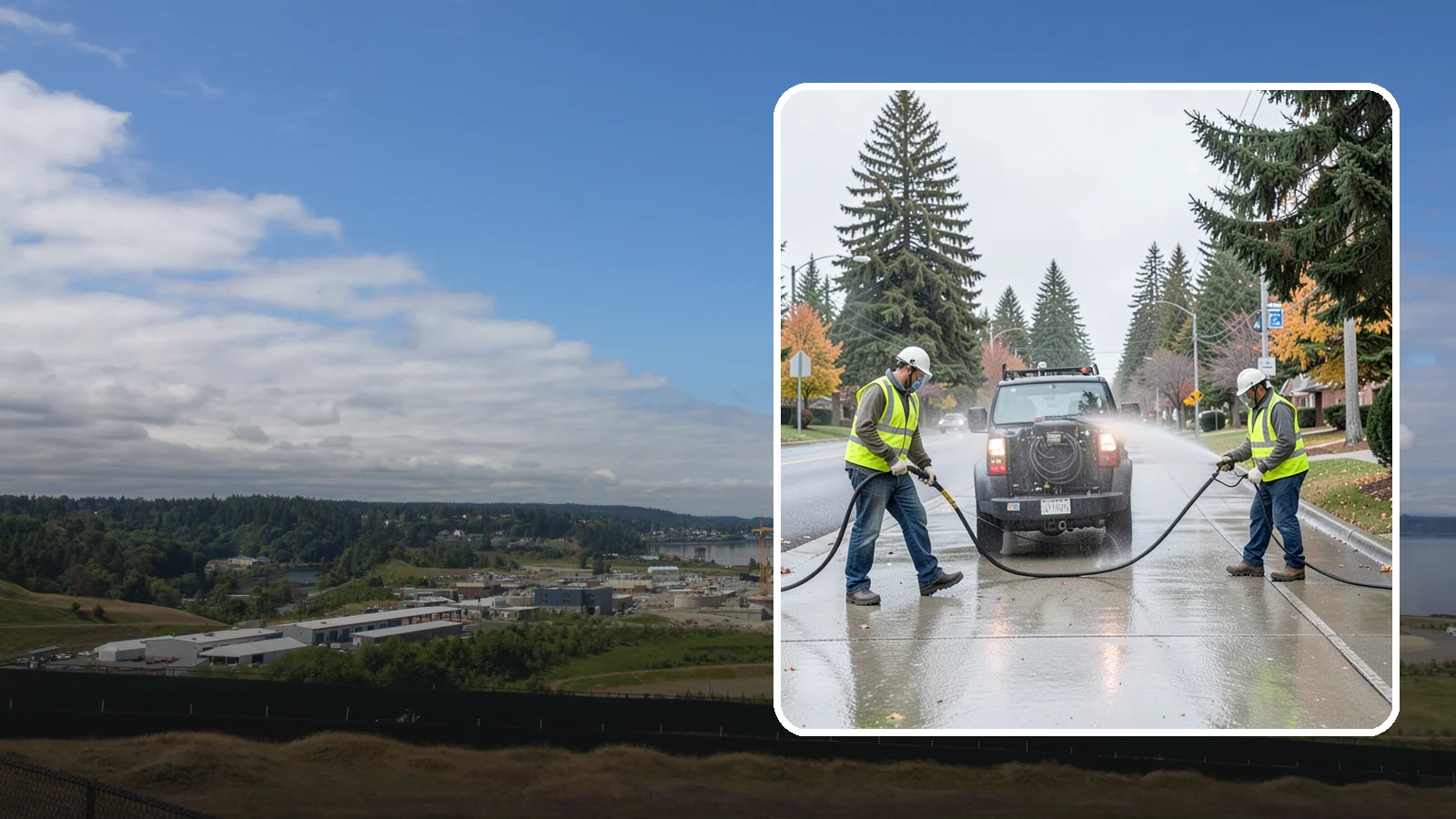 Sidewalk Pressure Washing in University Place, Pierce County, WA - Restore downtown walkways and public sidewalks with scheduled hot-water pressure washing that meets municipal cleanliness...