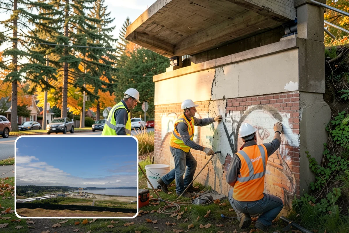 Sidewalk Pressure Washing in University Place, Pierce County, WA - Removes slip-inducing algae and moss buildup from shaded PNW walkways