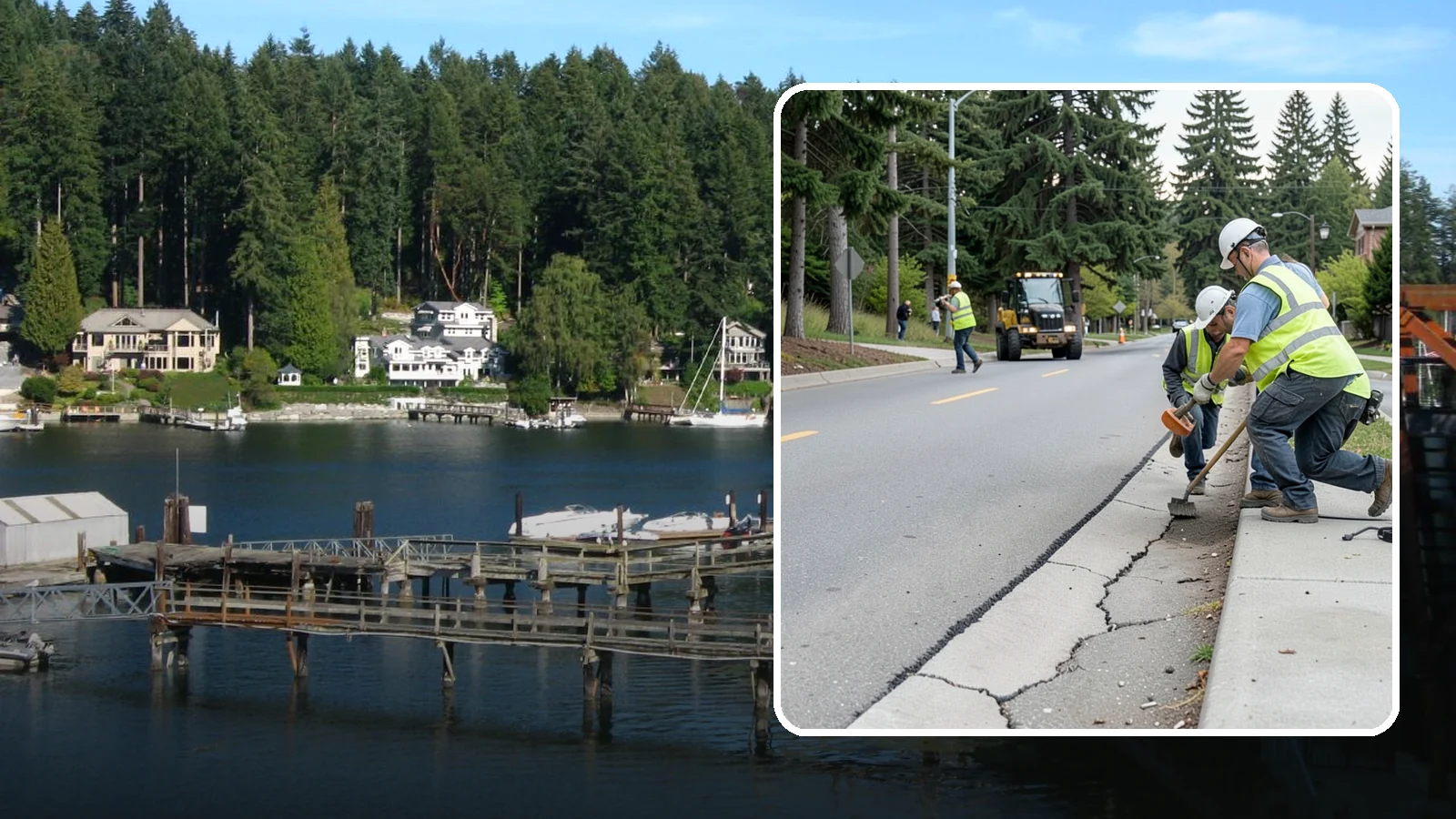 Sidewalk Repairs in Gig Harbor, Pierce County, WA - Concrete sidewalk repairs that restore safe, ADA-compliant pedestrian paths across municipal walkways.