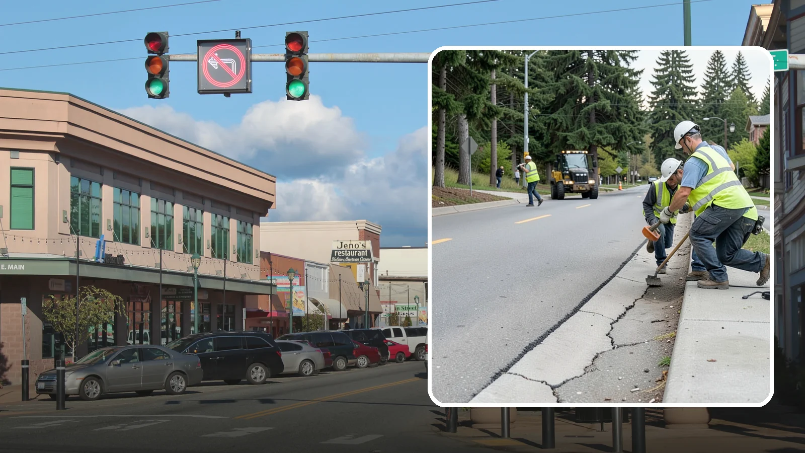 Sidewalk Repairs in Monroe, Snohomish County, WA - Concrete sidewalk repairs that restore safe, ADA-compliant pedestrian paths across municipal walkways.