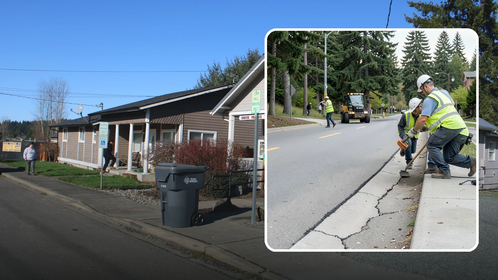 Sidewalk Repairs in South Prairie, Pierce County, WA - Concrete sidewalk repairs that restore safe, ADA-compliant pedestrian paths across municipal walkways.