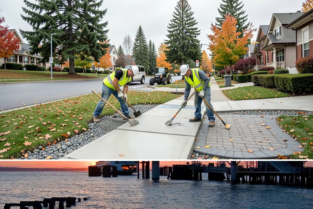 Sidewalk Replacement in Edmonds, Snohomish County, WA - Full replacement is scheduled in the dry summer season to ensure adequate curing and compaction before the return of sustained...