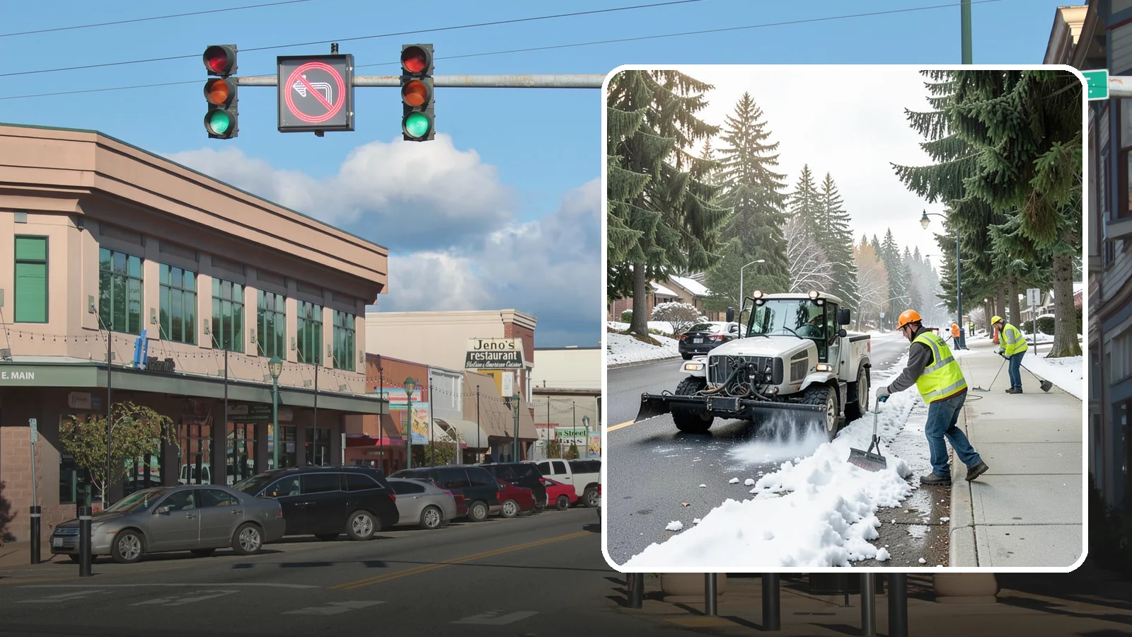 Sidewalk Snow Removal in Monroe, Snohomish County, WA - Clear public sidewalks, walkways, and pedestrian corridors of snow to maintain safe, ADA-compliant access.