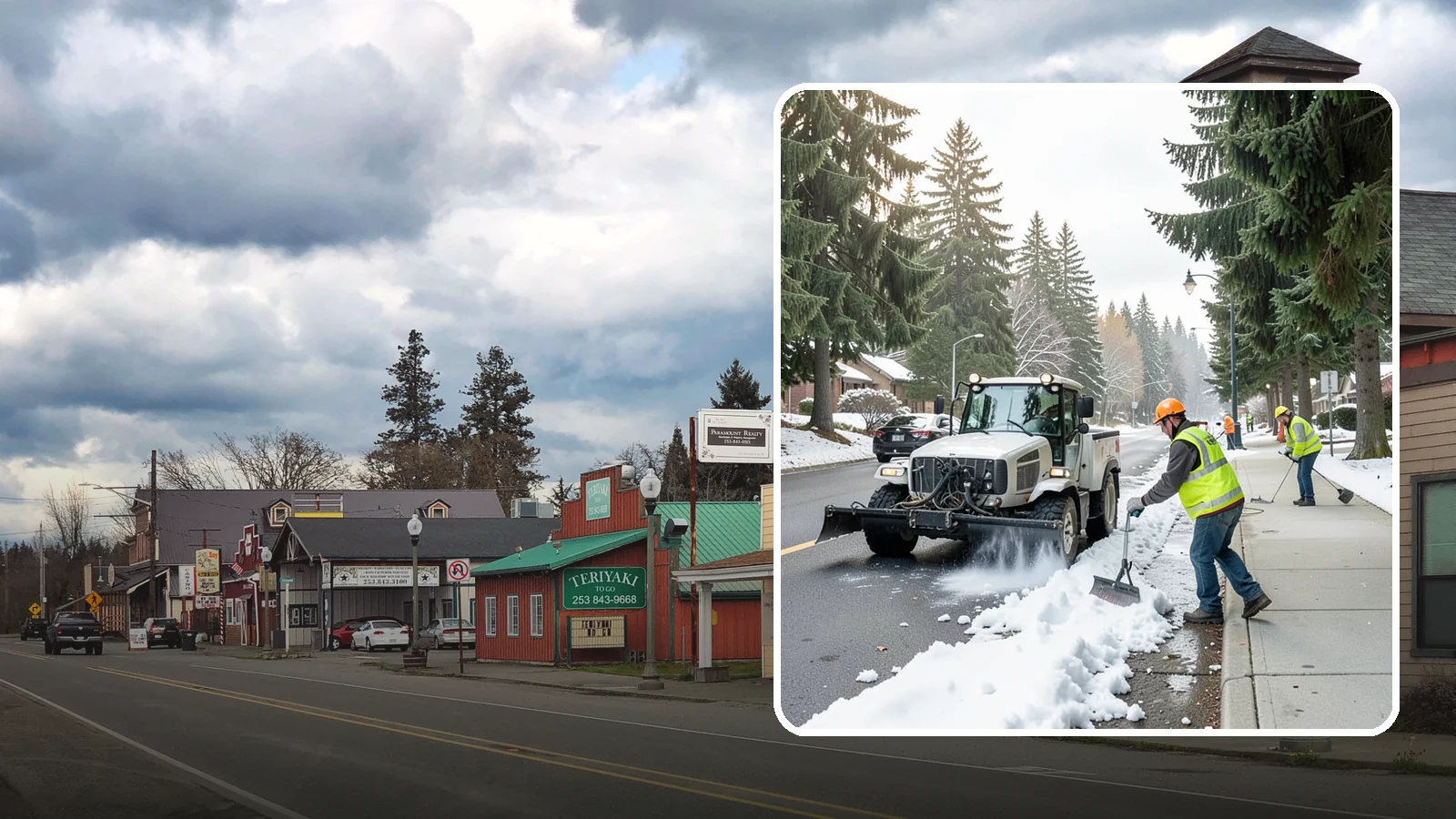 Sidewalk Snow Removal in Roy, Pierce County, WA - Clear public sidewalks, walkways, and pedestrian corridors of snow to maintain safe, ADA-compliant access.