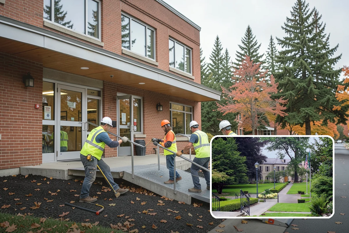 Sidewalk Snow Removal in Woodinville, King County, WA - Maintains ADA-accessible width at ramps and crossings