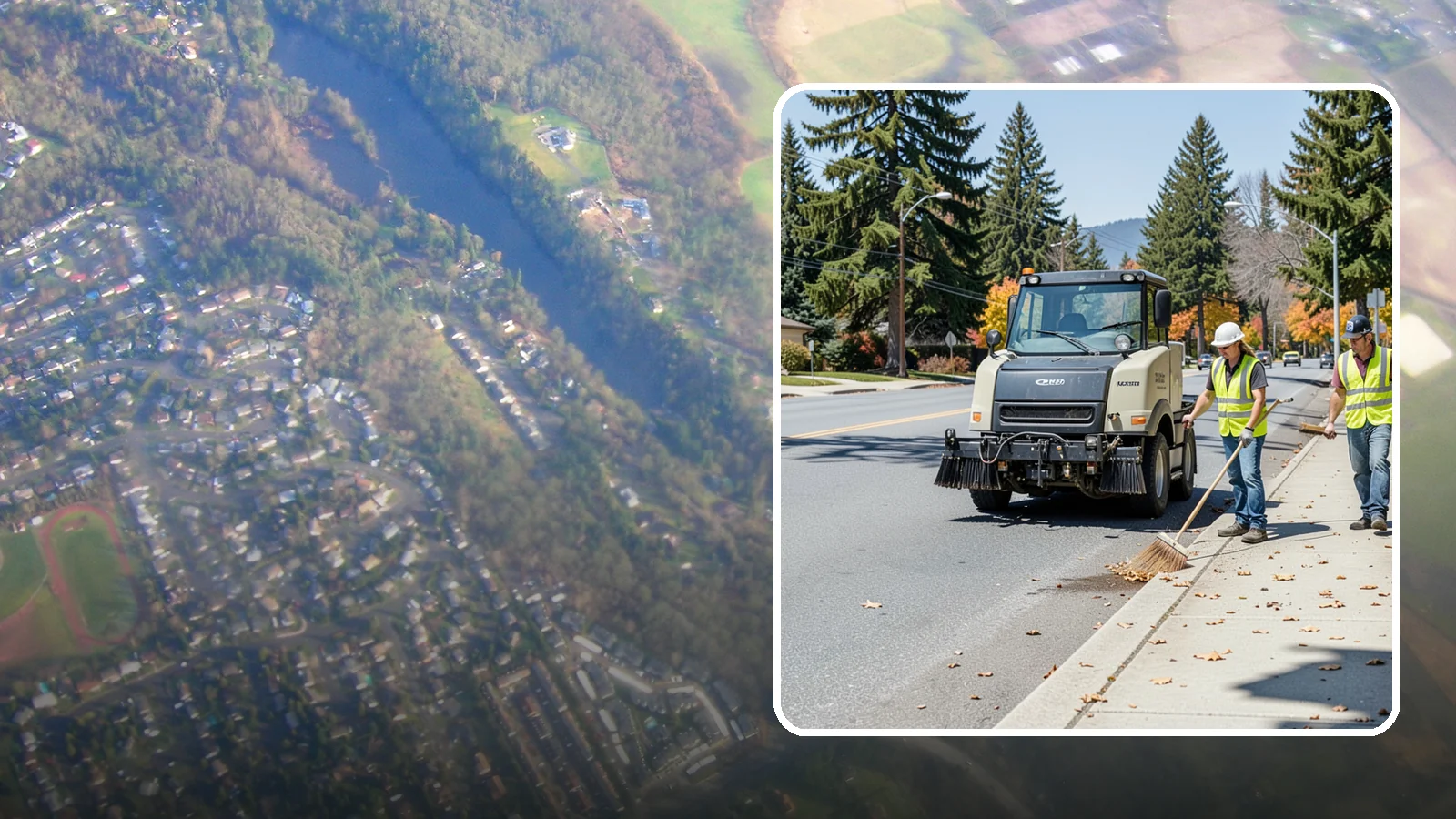 Sidewalk Sweeping in Algona, King County, WA - Mechanical and walk-behind sweeping of sidewalks, plazas, and pedestrian corridors.