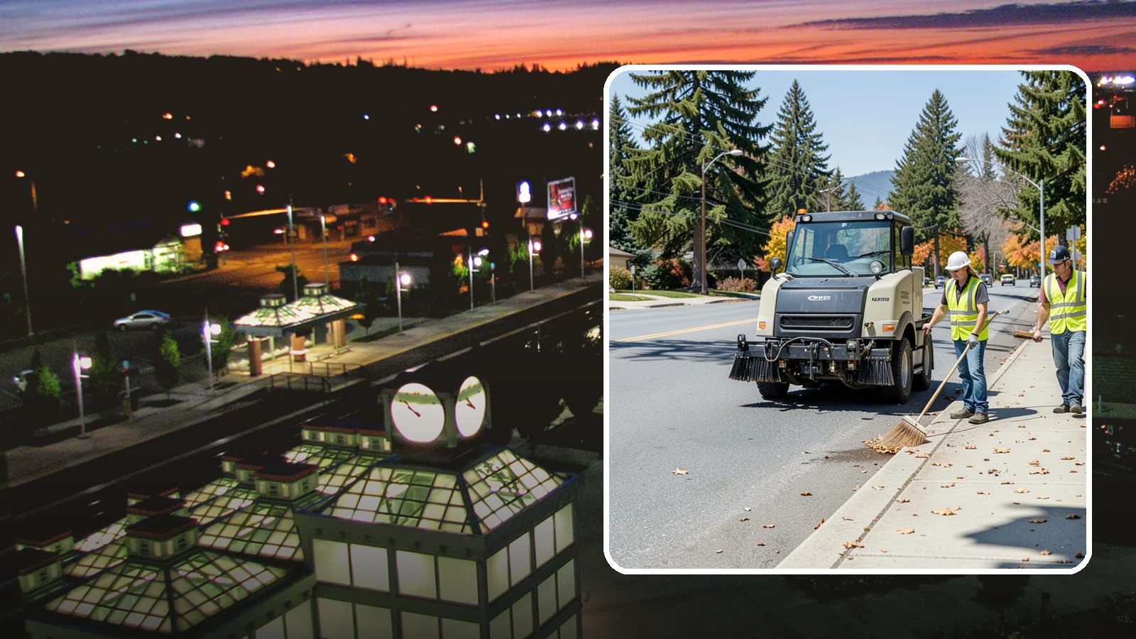 Sidewalk Sweeping in Auburn, King County, WA - Mechanical and walk-behind sweeping of sidewalks, plazas, and pedestrian corridors.