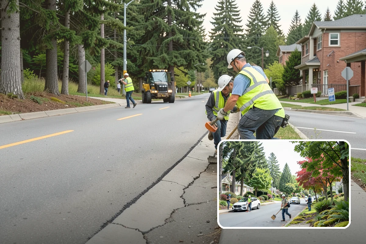 Sidewalk Sweeping in Beaux Arts Village, King County, WA - Compact equipment for tight spaces