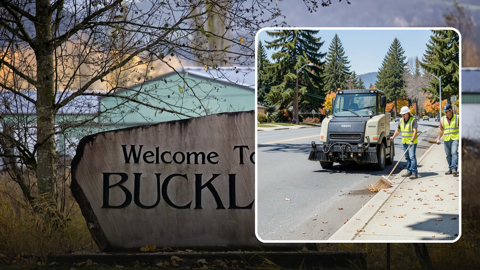 Sidewalk Sweeping in Buckley, Pierce County, WA - Mechanical and walk-behind sweeping of sidewalks, plazas, and pedestrian corridors.