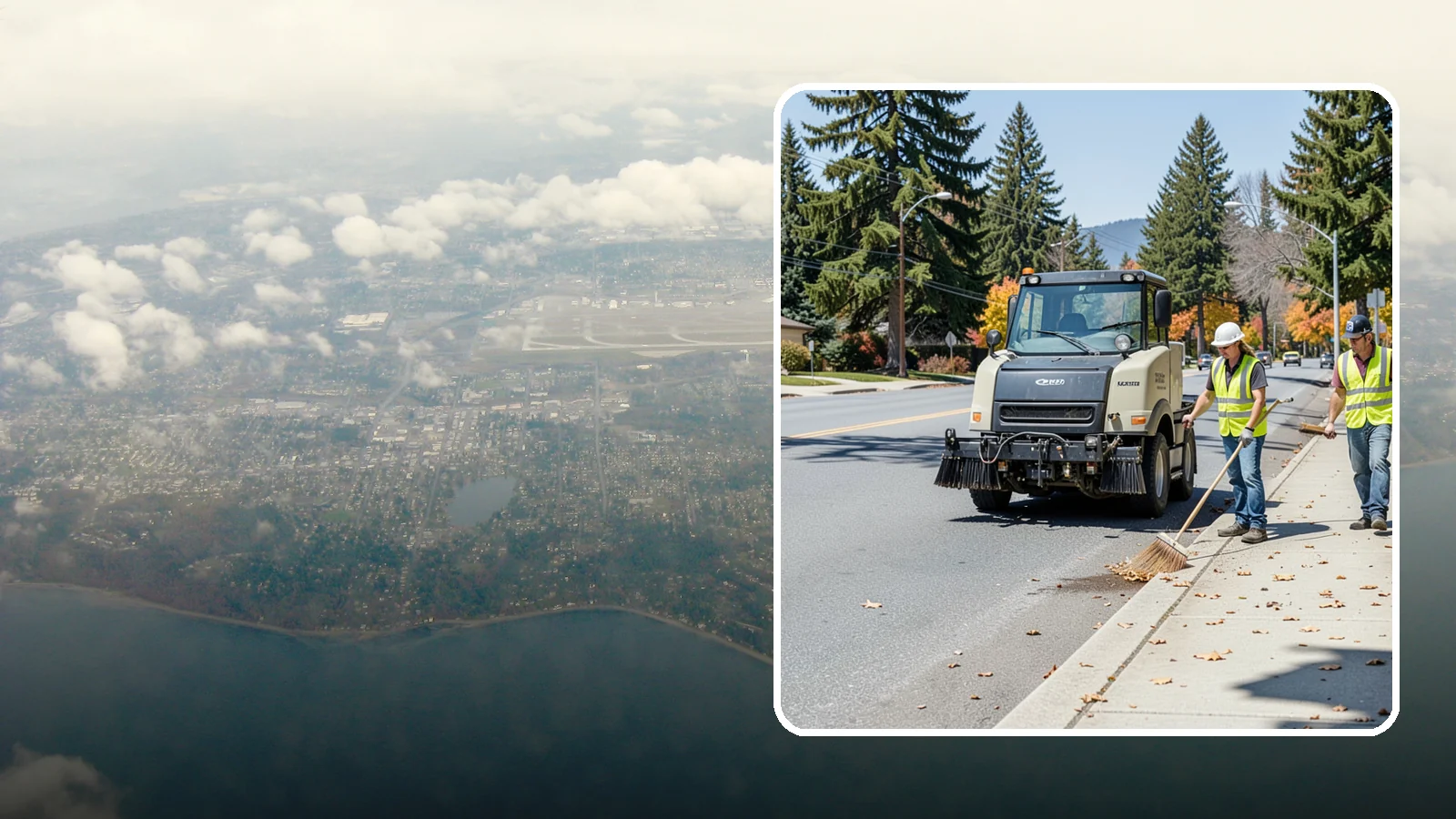 Sidewalk Sweeping in Burien, King County, WA - Mechanical and walk-behind sweeping of sidewalks, plazas, and pedestrian corridors.