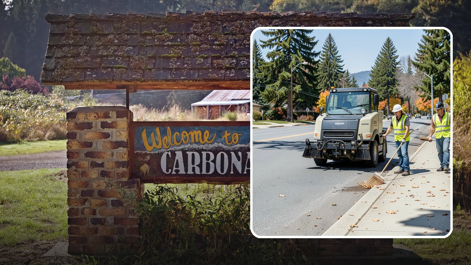 Sidewalk Sweeping in Carbonado, Pierce County, WA - Mechanical and walk-behind sweeping of sidewalks, plazas, and pedestrian corridors.