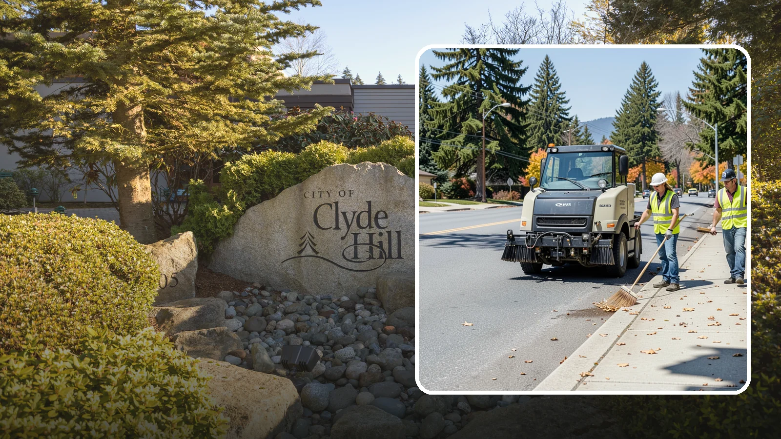 Sidewalk Sweeping in Clyde Hill, King County, WA - Mechanical and walk-behind sweeping of sidewalks, plazas, and pedestrian corridors.